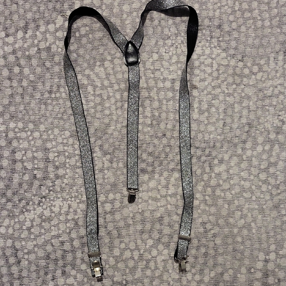 Glitter Suspenders Black And Silver